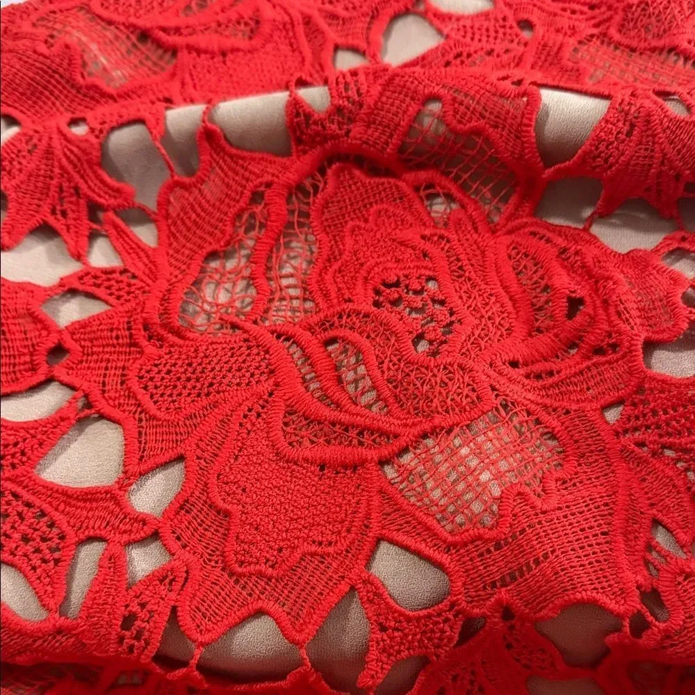 Entro Red Lace Mini Dress Size Small - Picture 8 of 9